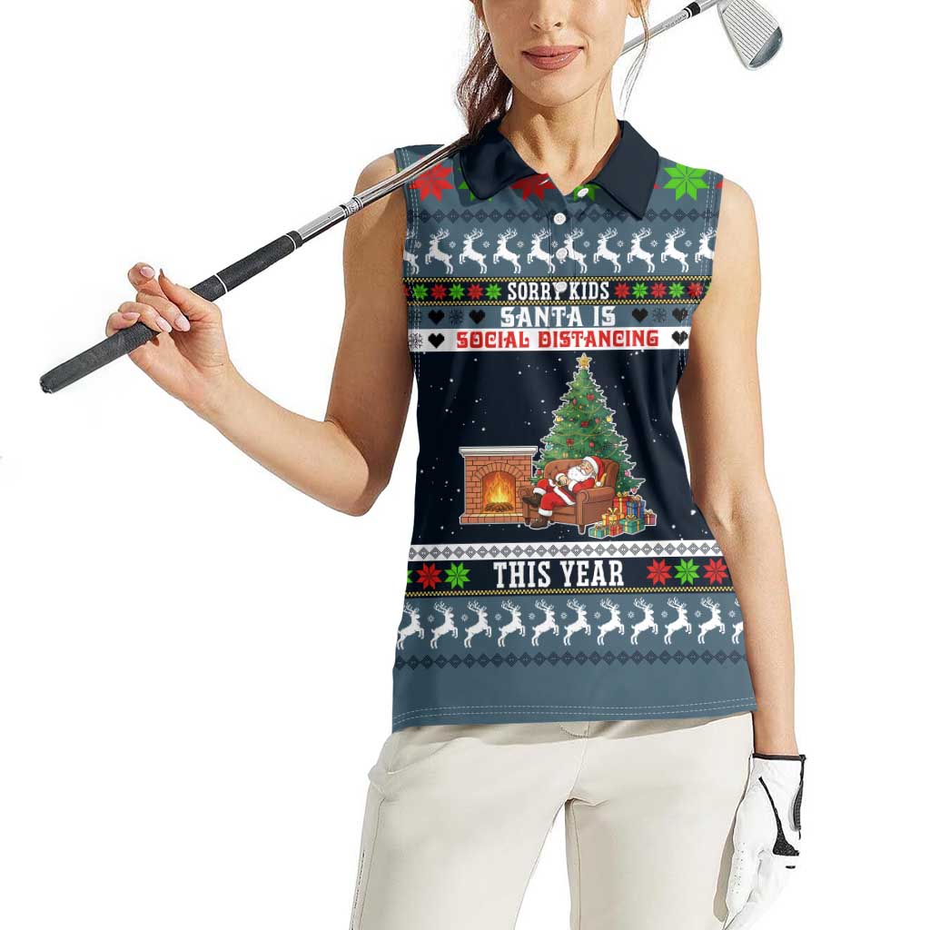 Sorry Kids Santa Is Social Distancing This Year Christmas Women Sleeveless Polo Shirt Xmas Holiday Patterns - Wonder Print Shop