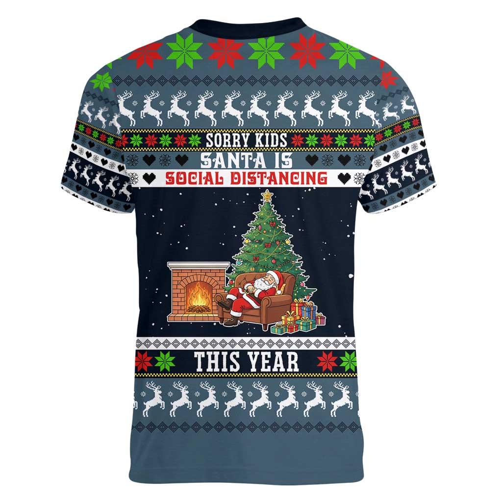 Sorry Kids Santa Is Social Distancing This Year Christmas Women V-Neck T-Shirt Xmas Holiday Patterns - Wonder Print Shop