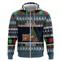 Sorry Kids Santa Is Social Distancing This Year Christmas Zip Hoodie Xmas Holiday Patterns - Wonder Print Shop
