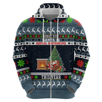 Sorry Kids Santa Is Social Distancing This Year Christmas Zip Hoodie Xmas Holiday Patterns - Wonder Print Shop