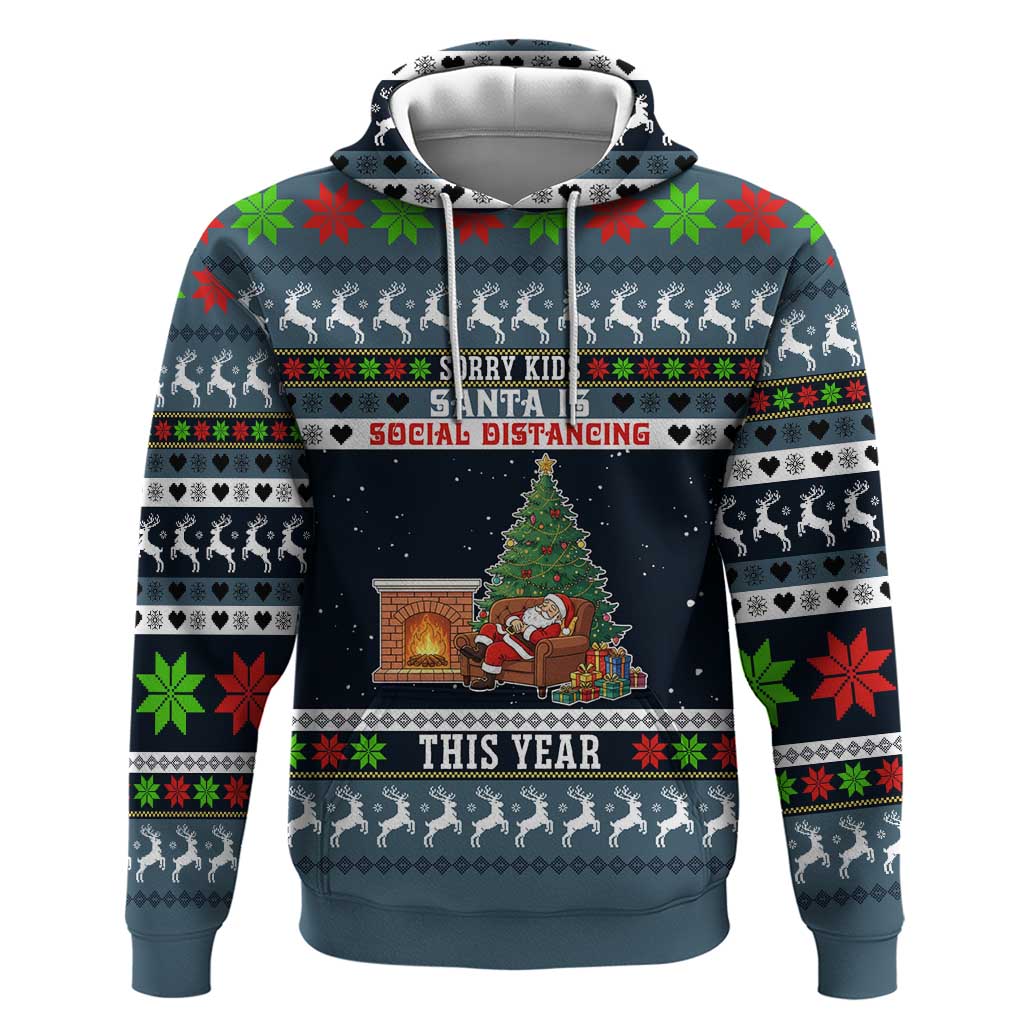 Sorry Kids Santa Is Social Distancing This Year Christmas Zip Hoodie Xmas Holiday Patterns - Wonder Print Shop