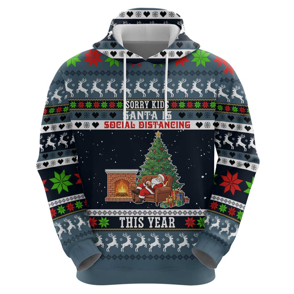 Sorry Kids Santa Is Social Distancing This Year Christmas Zip Hoodie Xmas Holiday Patterns - Wonder Print Shop
