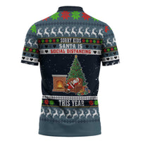 Sorry Kids Santa Is Social Distancing This Year Christmas Zipper Polo Shirt Xmas Holiday Patterns - Wonder Print Shop