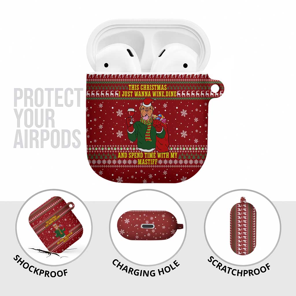Spend Time With My Mastiff Christmas AirPods Case Xmas Holiday Patterns - Wonder Print Shop