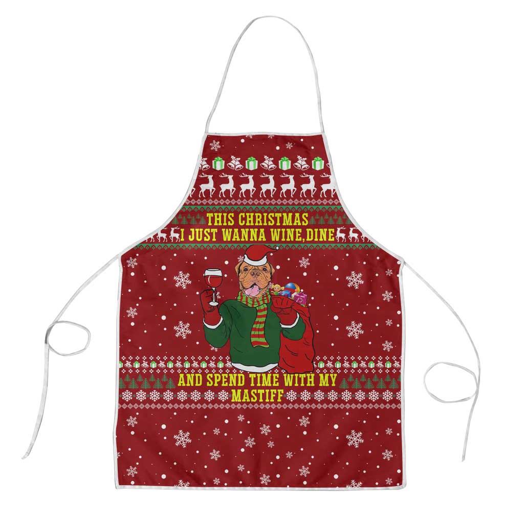 Spend Time With My Mastiff Christmas Apron Xmas Holiday Patterns - Wonder Print Shop