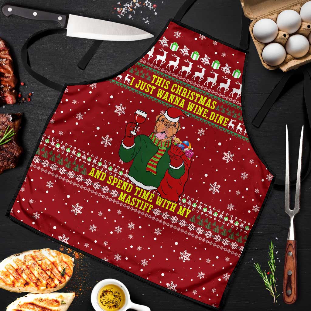 Spend Time With My Mastiff Christmas Apron Xmas Holiday Patterns - Wonder Print Shop