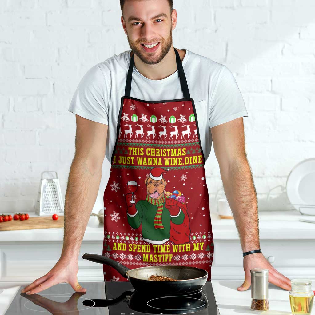 Spend Time With My Mastiff Christmas Apron Xmas Holiday Patterns - Wonder Print Shop