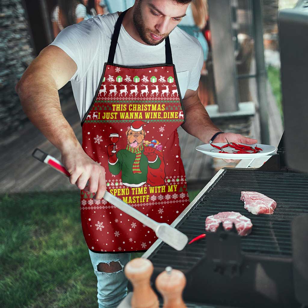 Spend Time With My Mastiff Christmas Apron Xmas Holiday Patterns - Wonder Print Shop