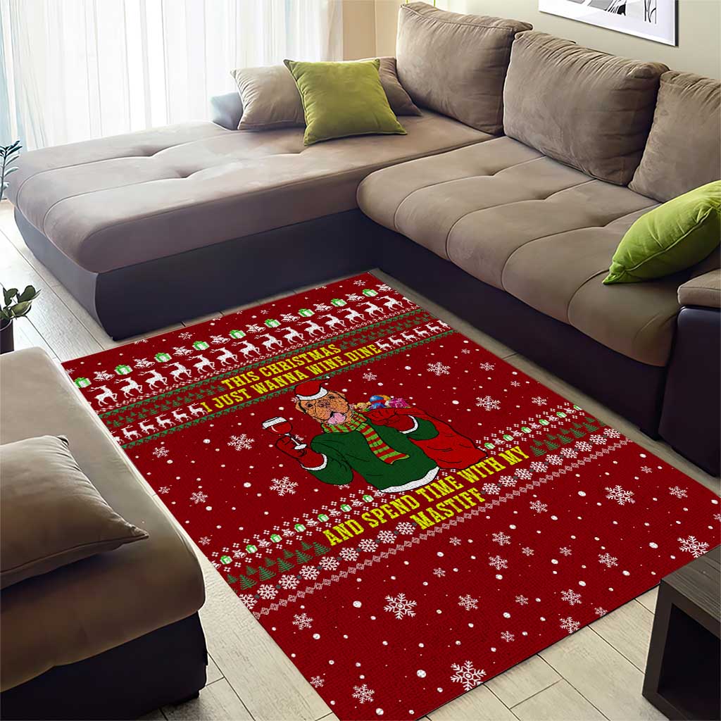Spend Time With My Mastiff Christmas Area Rug Xmas Holiday Patterns - Wonder Print Shop