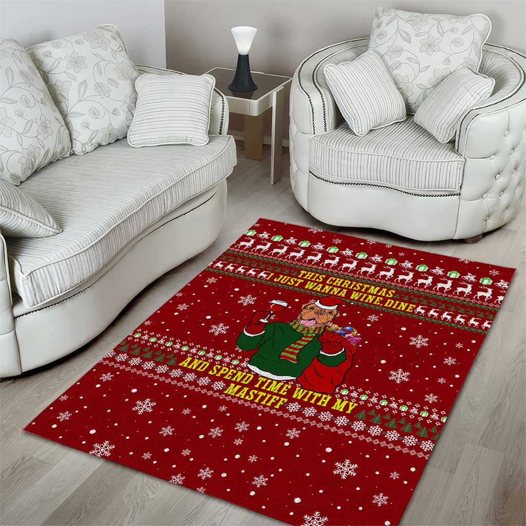 Spend Time With My Mastiff Christmas Area Rug Xmas Holiday Patterns - Wonder Print Shop