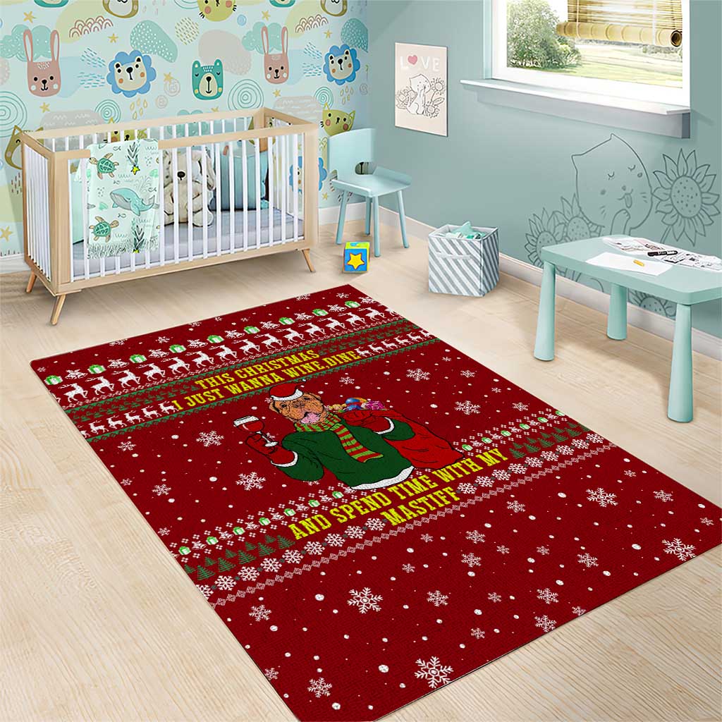 Spend Time With My Mastiff Christmas Area Rug Xmas Holiday Patterns - Wonder Print Shop