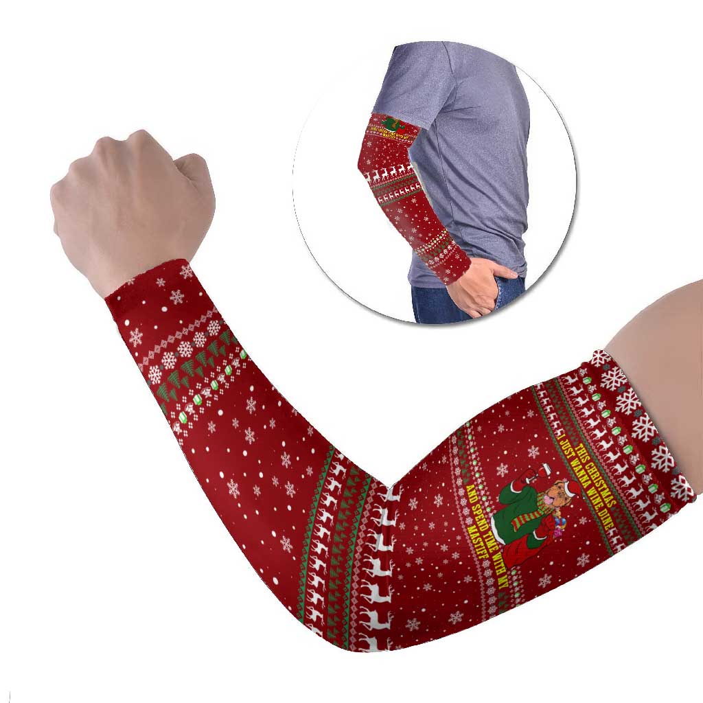 Spend Time With My Mastiff Christmas Arm Sleeves Xmas Holiday Patterns - Wonder Print Shop