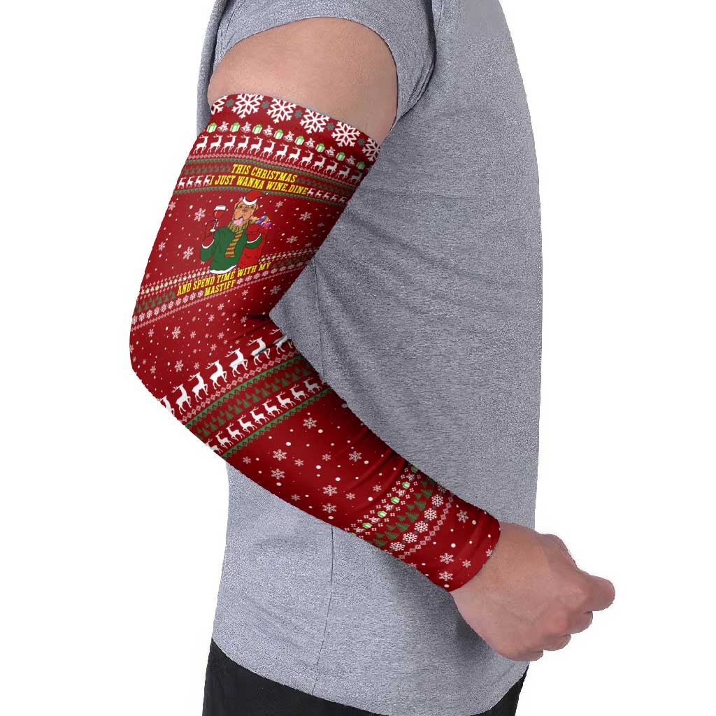 Spend Time With My Mastiff Christmas Arm Sleeves Xmas Holiday Patterns - Wonder Print Shop