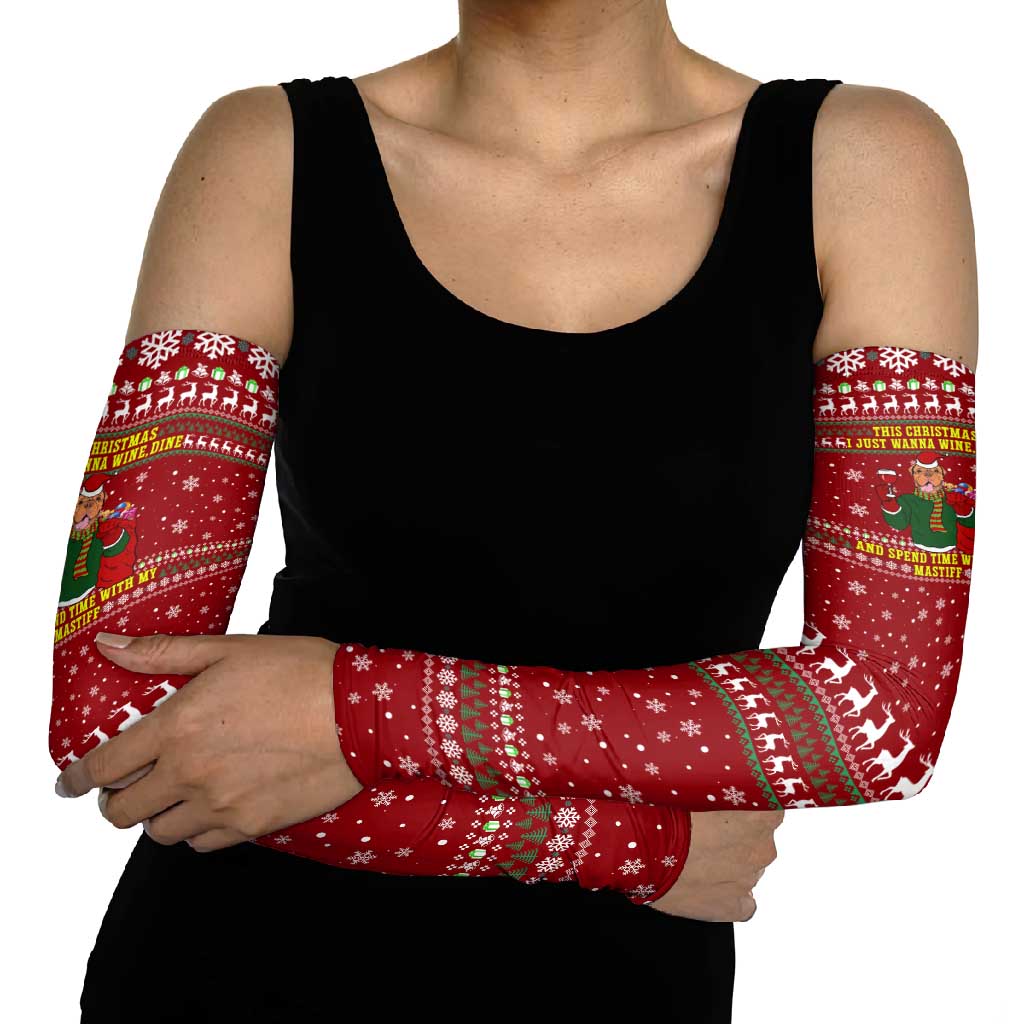 Spend Time With My Mastiff Christmas Arm Sleeves Xmas Holiday Patterns - Wonder Print Shop