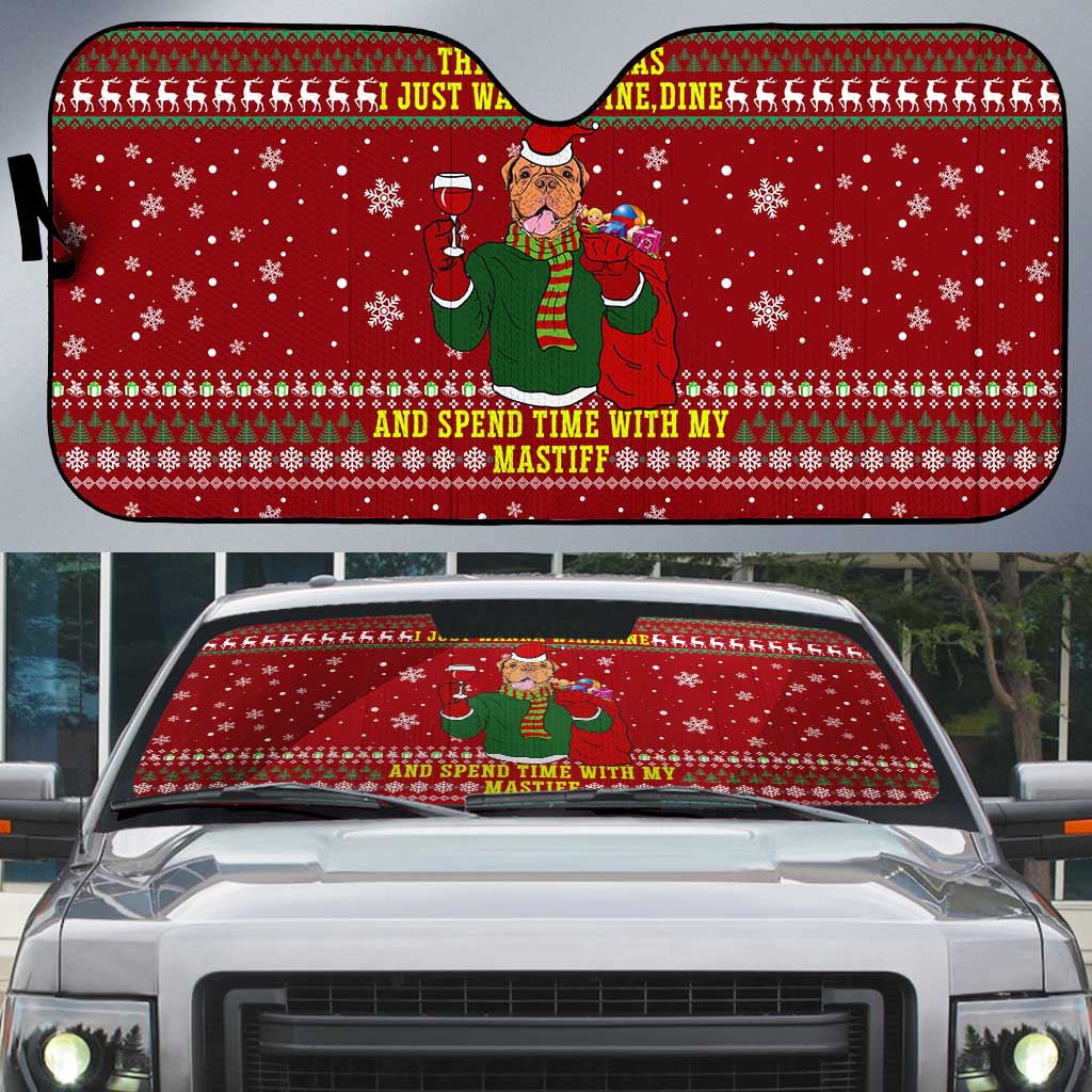 Spend Time With My Mastiff Christmas Auto Sun Shade Xmas Holiday Patterns - Wonder Print Shop