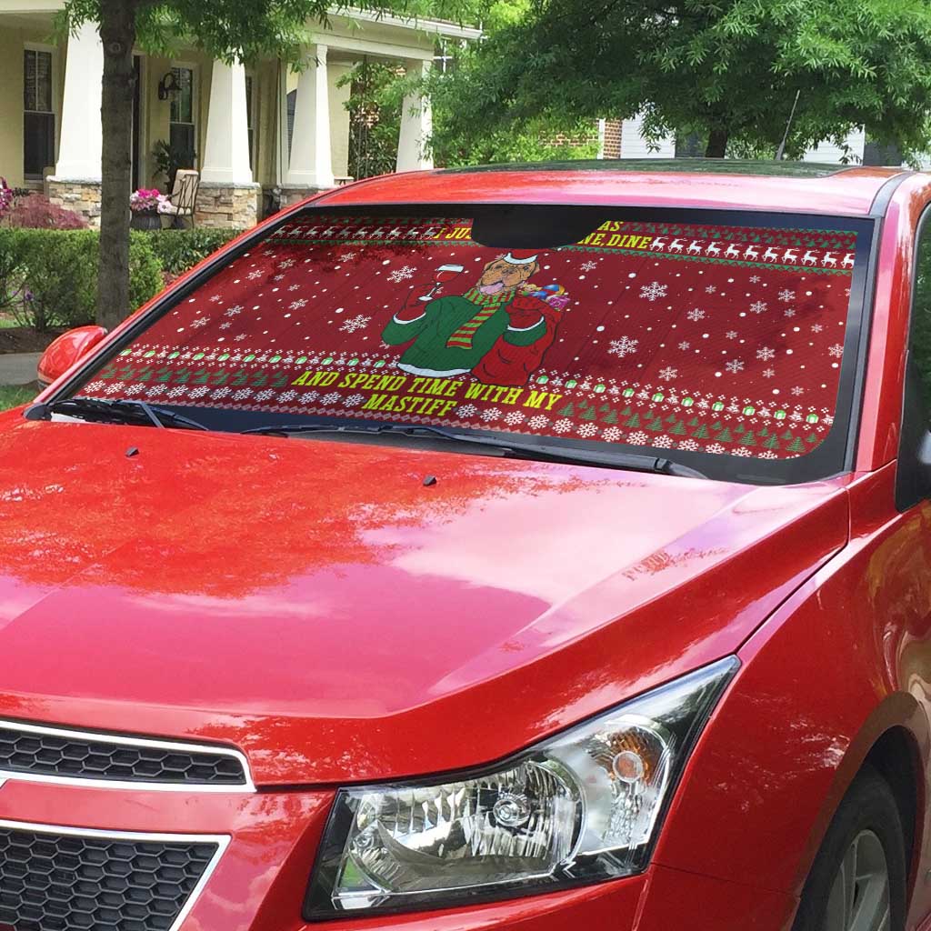 Spend Time With My Mastiff Christmas Auto Sun Shade Xmas Holiday Patterns - Wonder Print Shop