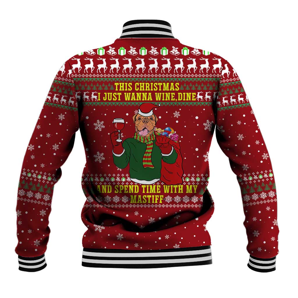Spend Time With My Mastiff Christmas Baseball Jacket Xmas Holiday Patterns - Wonder Print Shop
