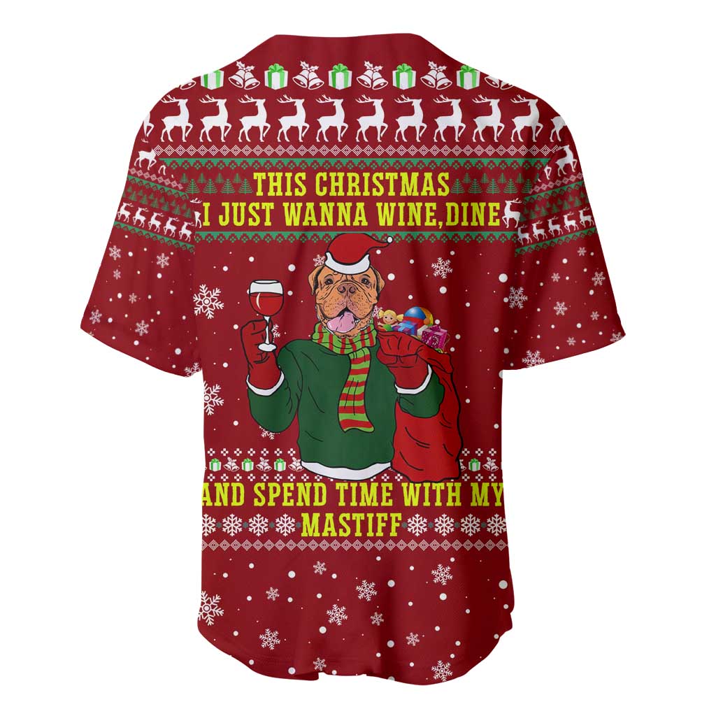 Spend Time With My Mastiff Christmas Baseball Jersey Xmas Holiday Patterns - Wonder Print Shop