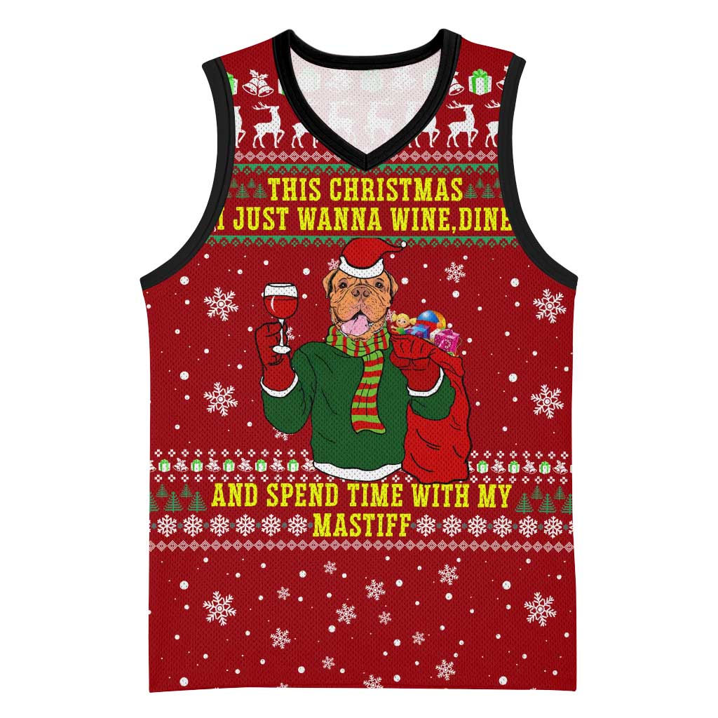 Spend Time With My Mastiff Christmas Basketball Jersey Xmas Holiday Patterns - Wonder Print Shop
