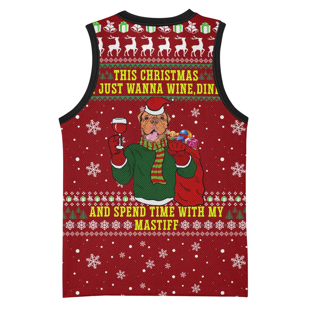 Spend Time With My Mastiff Christmas Basketball Jersey Xmas Holiday Patterns - Wonder Print Shop