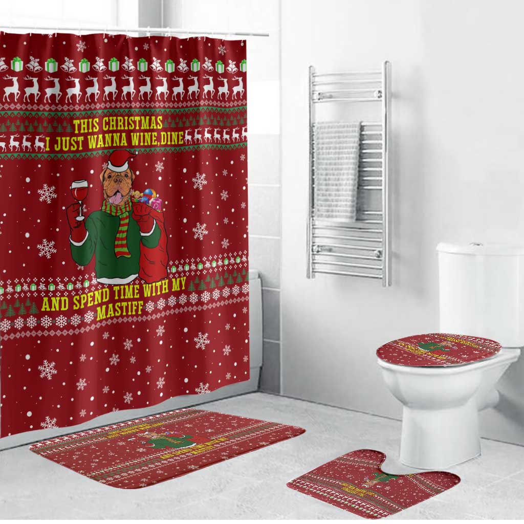 Spend Time With My Mastiff Christmas Bathroom Set Xmas Holiday Patterns - Wonder Print Shop