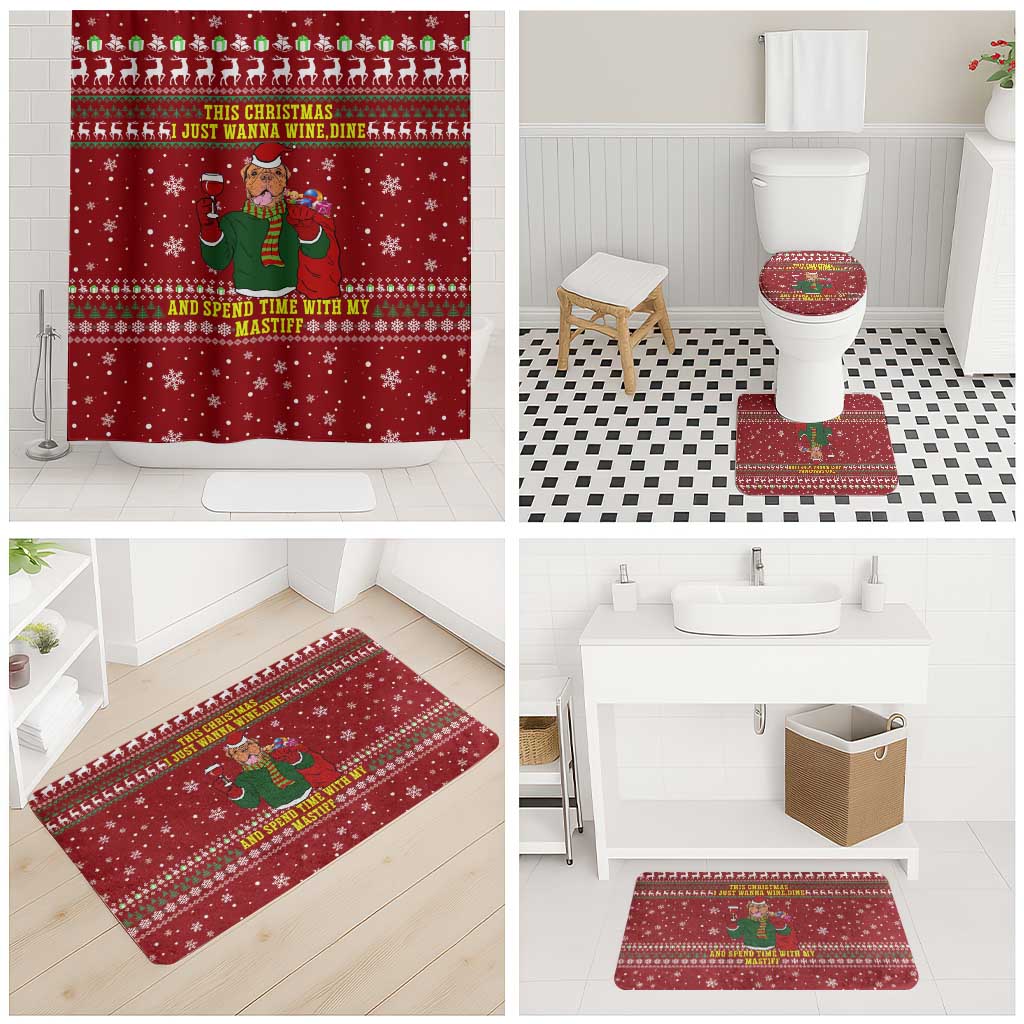 Spend Time With My Mastiff Christmas Bathroom Set Xmas Holiday Patterns - Wonder Print Shop