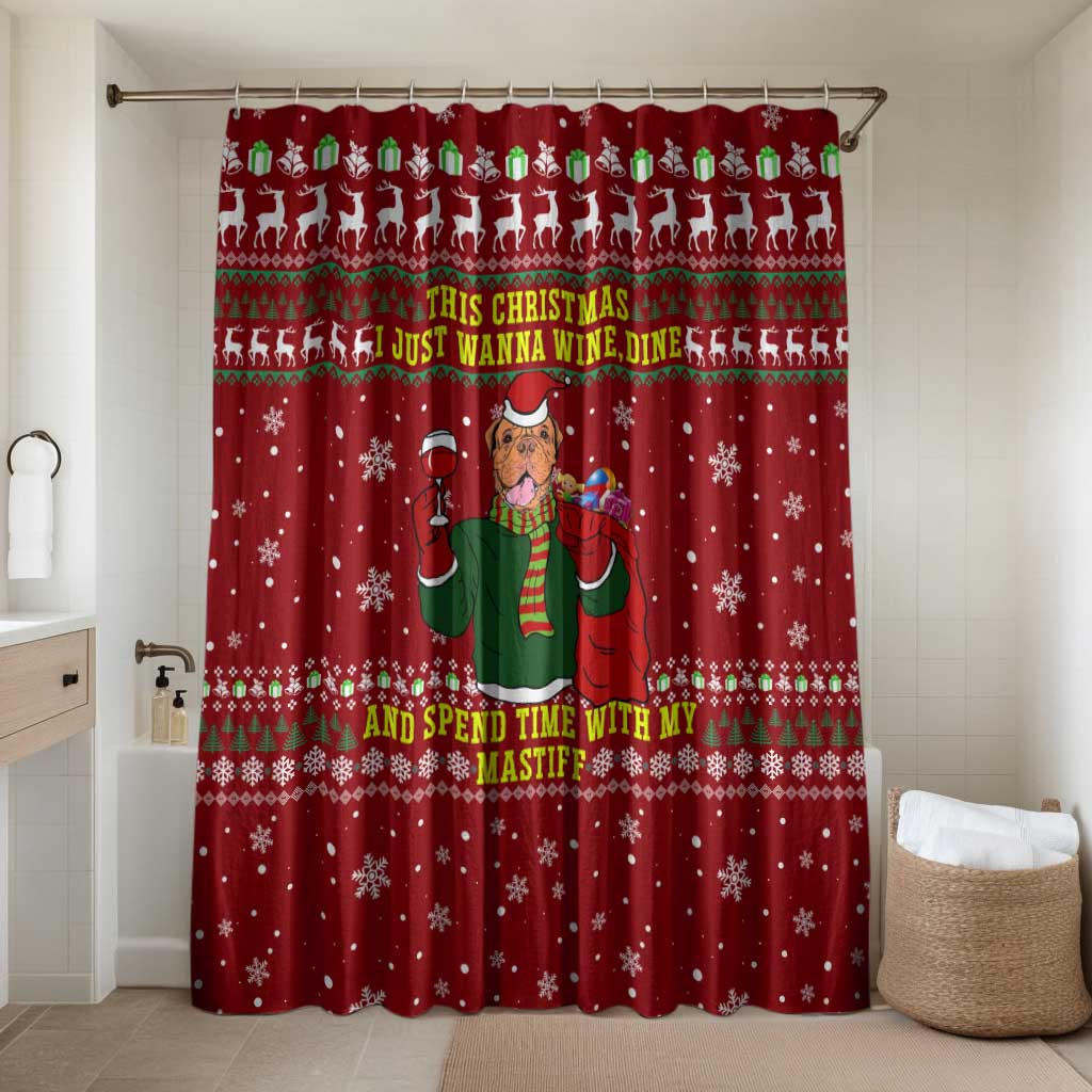 Spend Time With My Mastiff Christmas Bathroom Set Xmas Holiday Patterns - Wonder Print Shop