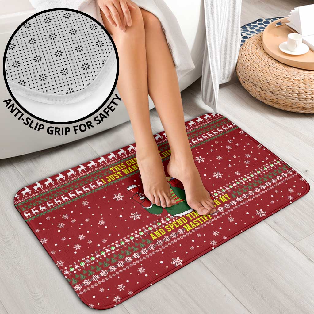 Spend Time With My Mastiff Christmas Bathroom Set Xmas Holiday Patterns - Wonder Print Shop