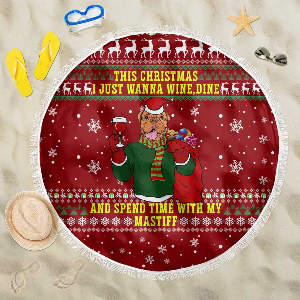 Spend Time With My Mastiff Christmas Beach Blanket Xmas Holiday Patterns - Wonder Print Shop