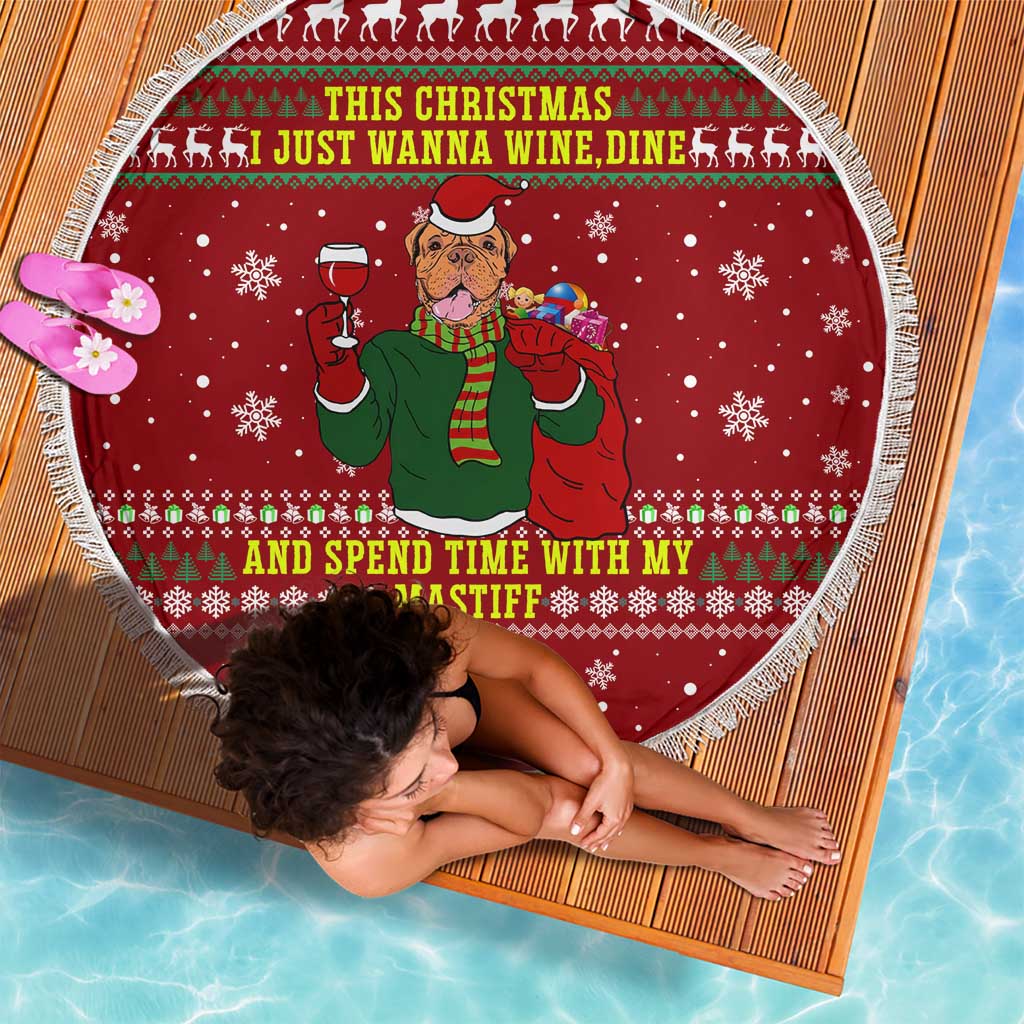 Spend Time With My Mastiff Christmas Beach Blanket Xmas Holiday Patterns - Wonder Print Shop