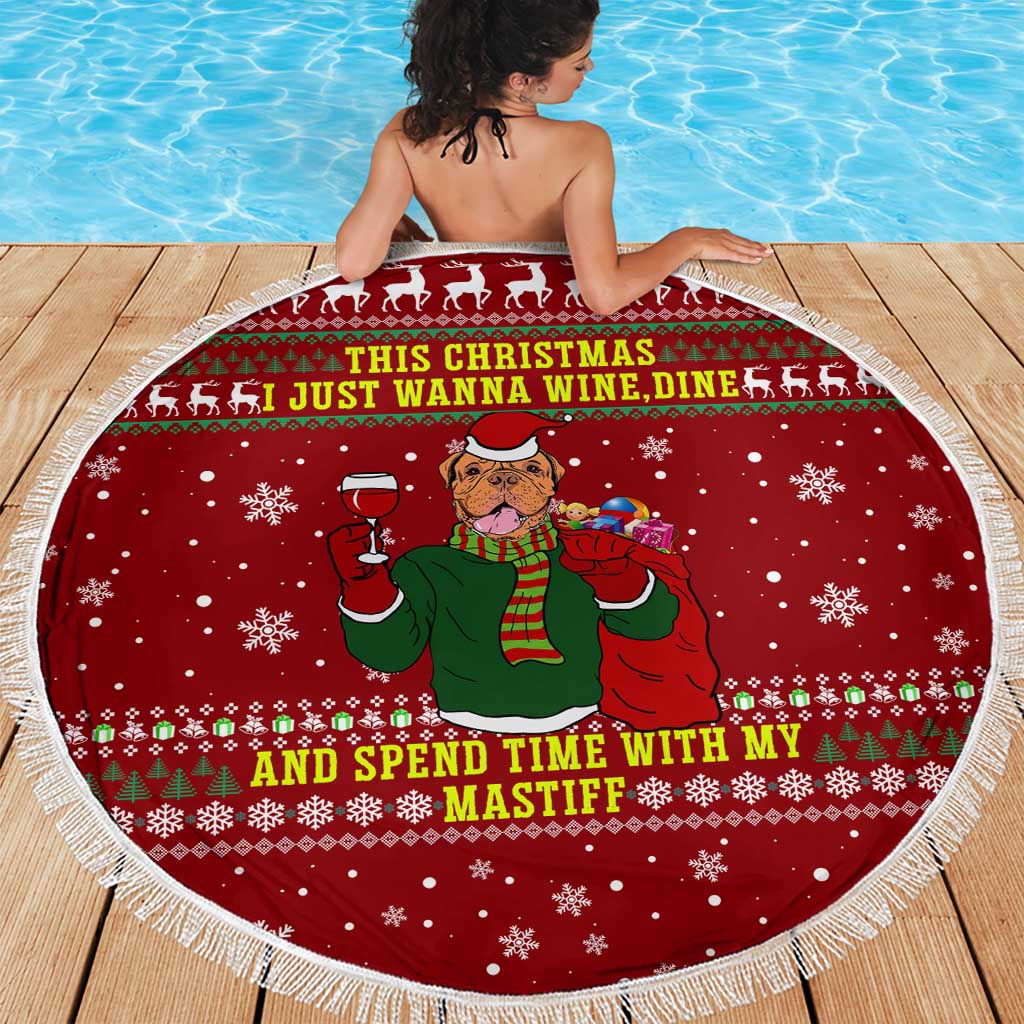 Spend Time With My Mastiff Christmas Beach Blanket Xmas Holiday Patterns - Wonder Print Shop