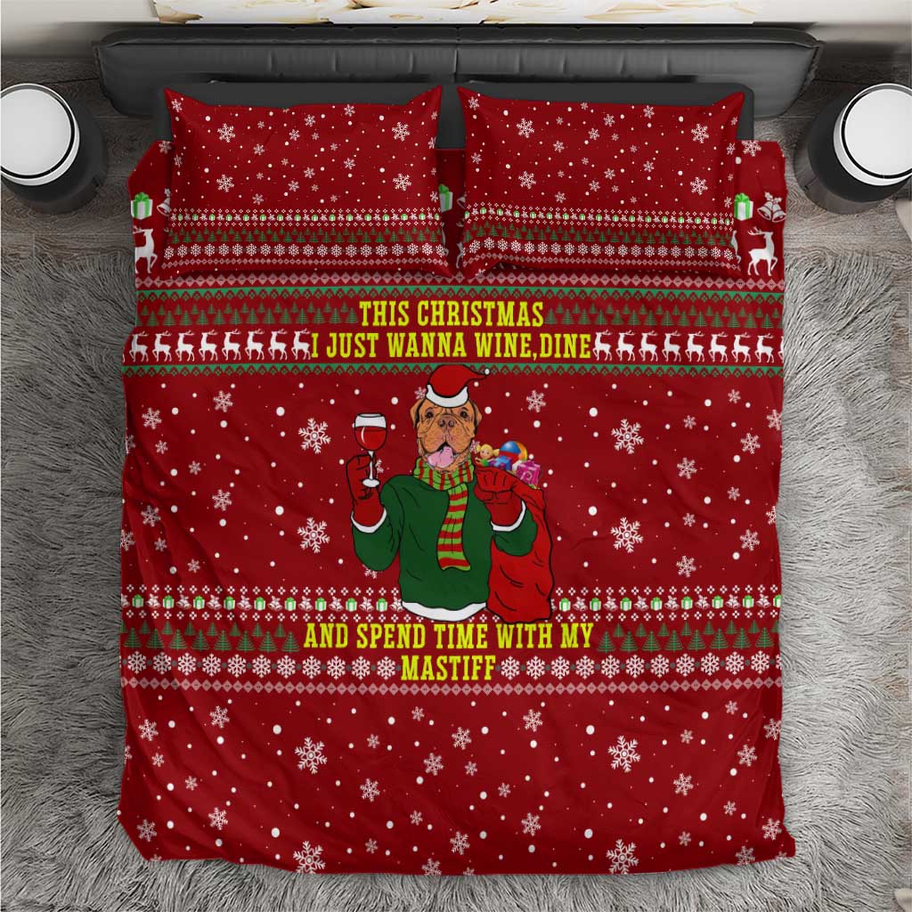 Spend Time With My Mastiff Christmas Bedding Set Xmas Holiday Patterns - Wonder Print Shop