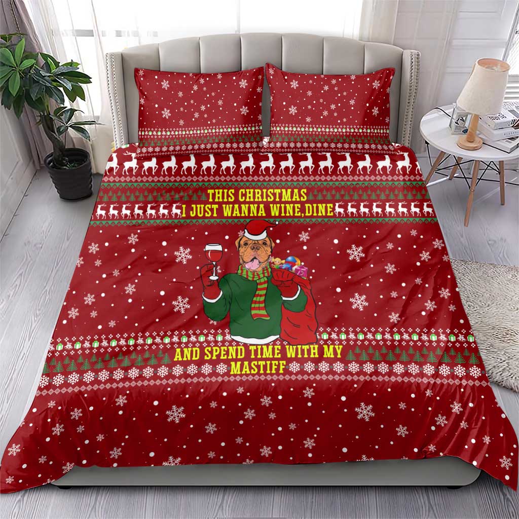 Spend Time With My Mastiff Christmas Bedding Set Xmas Holiday Patterns - Wonder Print Shop