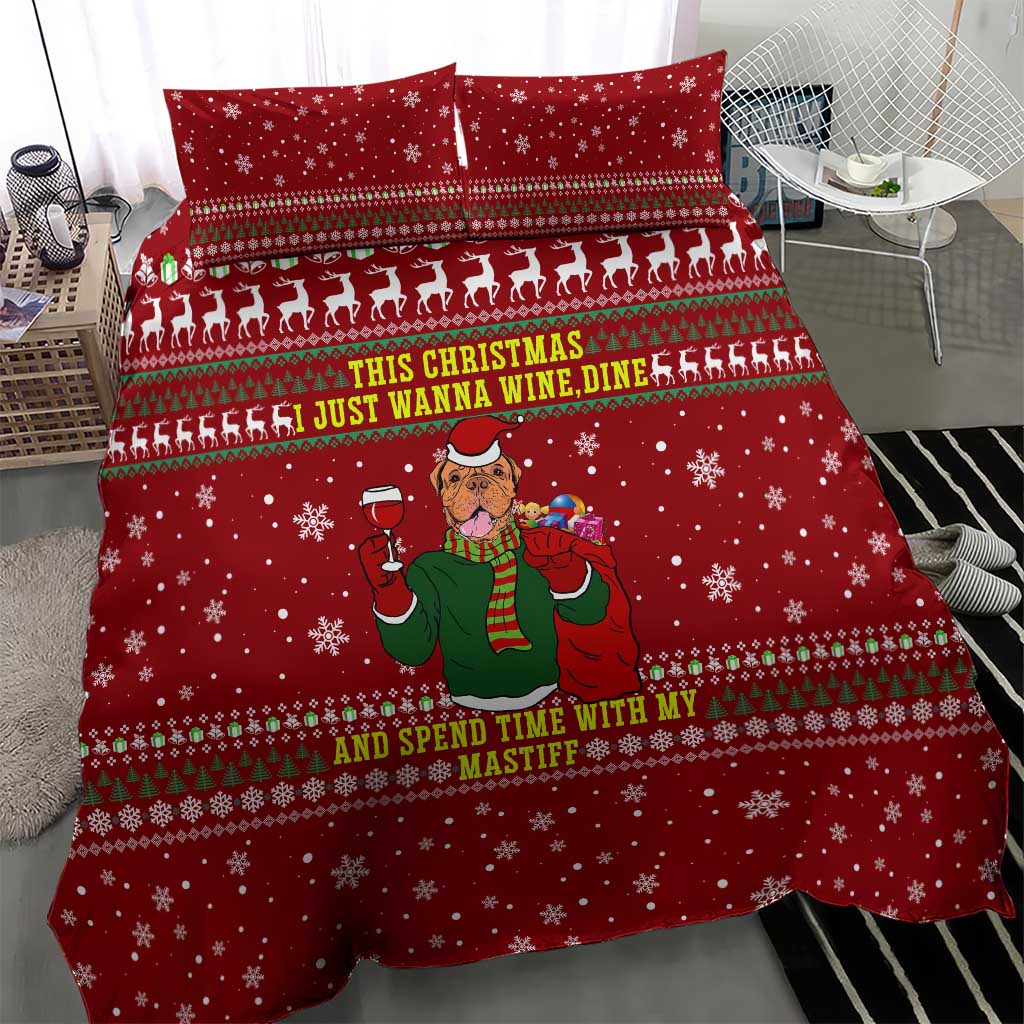 Spend Time With My Mastiff Christmas Bedding Set Xmas Holiday Patterns - Wonder Print Shop