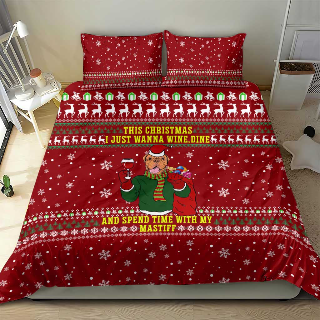 Spend Time With My Mastiff Christmas Bedding Set Xmas Holiday Patterns - Wonder Print Shop