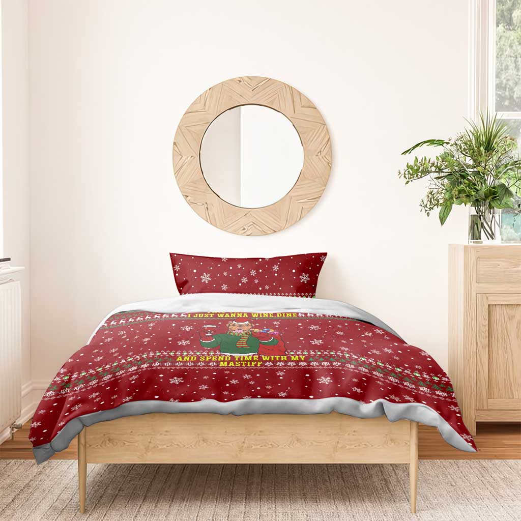 Spend Time With My Mastiff Christmas Bedding Set Xmas Holiday Patterns - Wonder Print Shop
