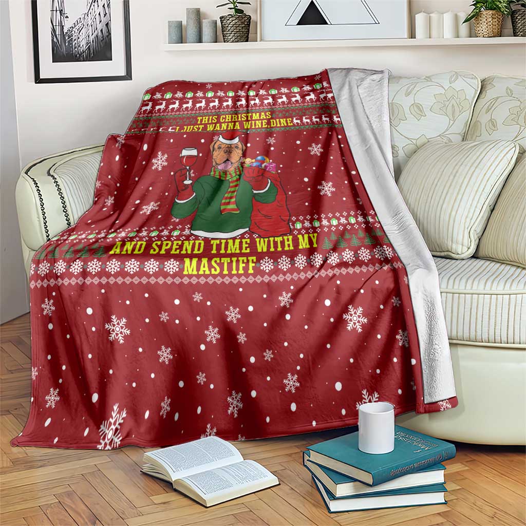 Spend Time With My Mastiff Christmas Blanket Xmas Holiday Patterns - Wonder Print Shop