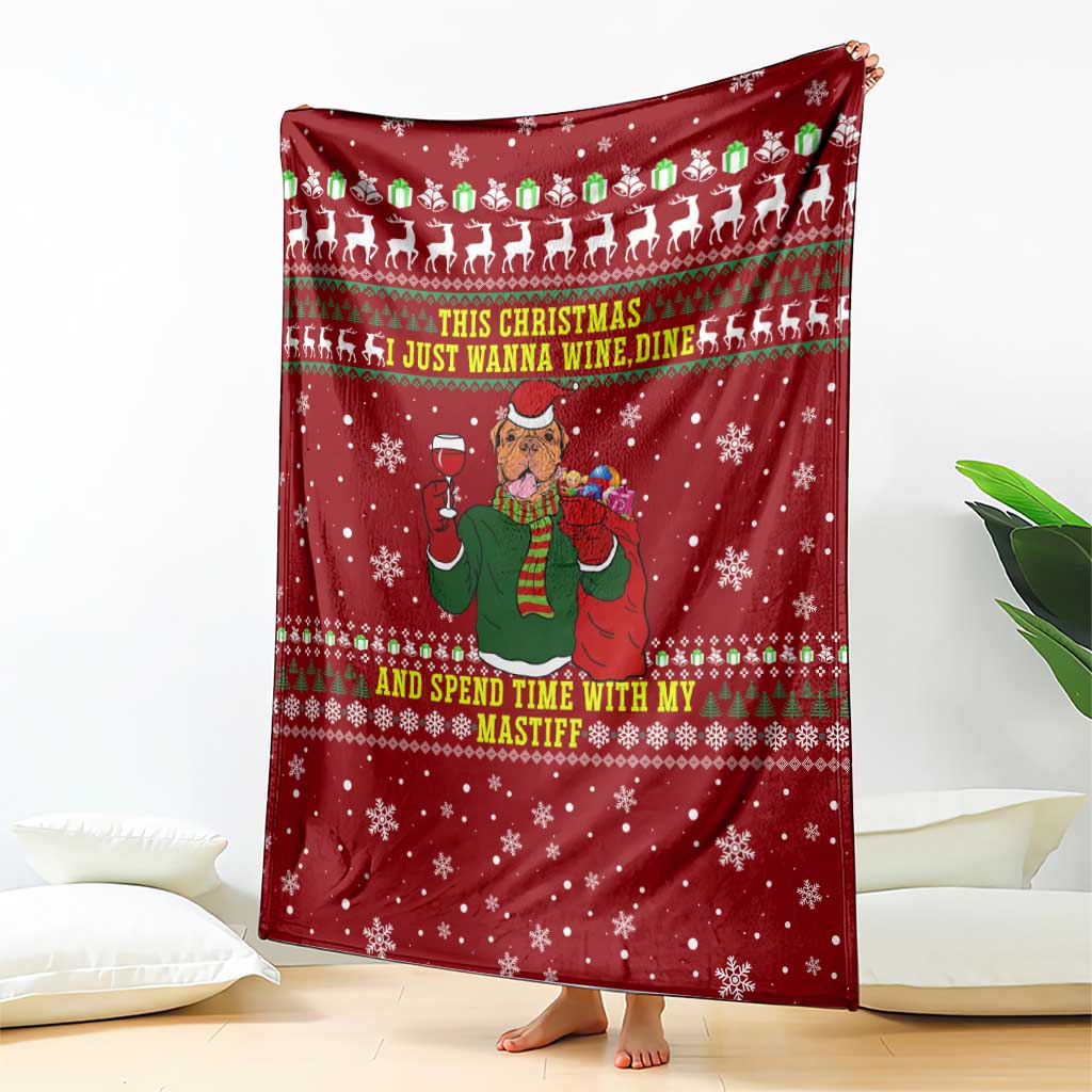 Spend Time With My Mastiff Christmas Blanket Xmas Holiday Patterns - Wonder Print Shop