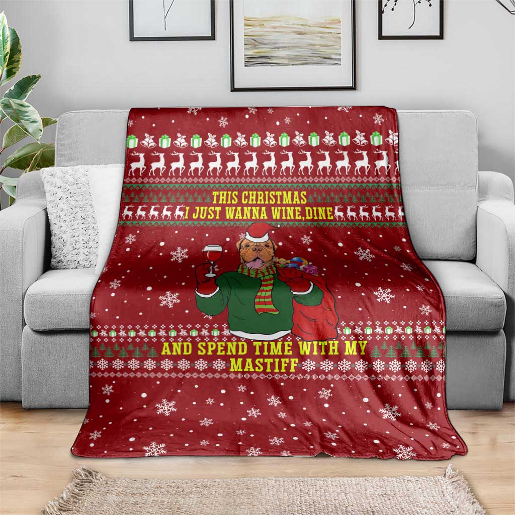 Spend Time With My Mastiff Christmas Blanket Xmas Holiday Patterns - Wonder Print Shop