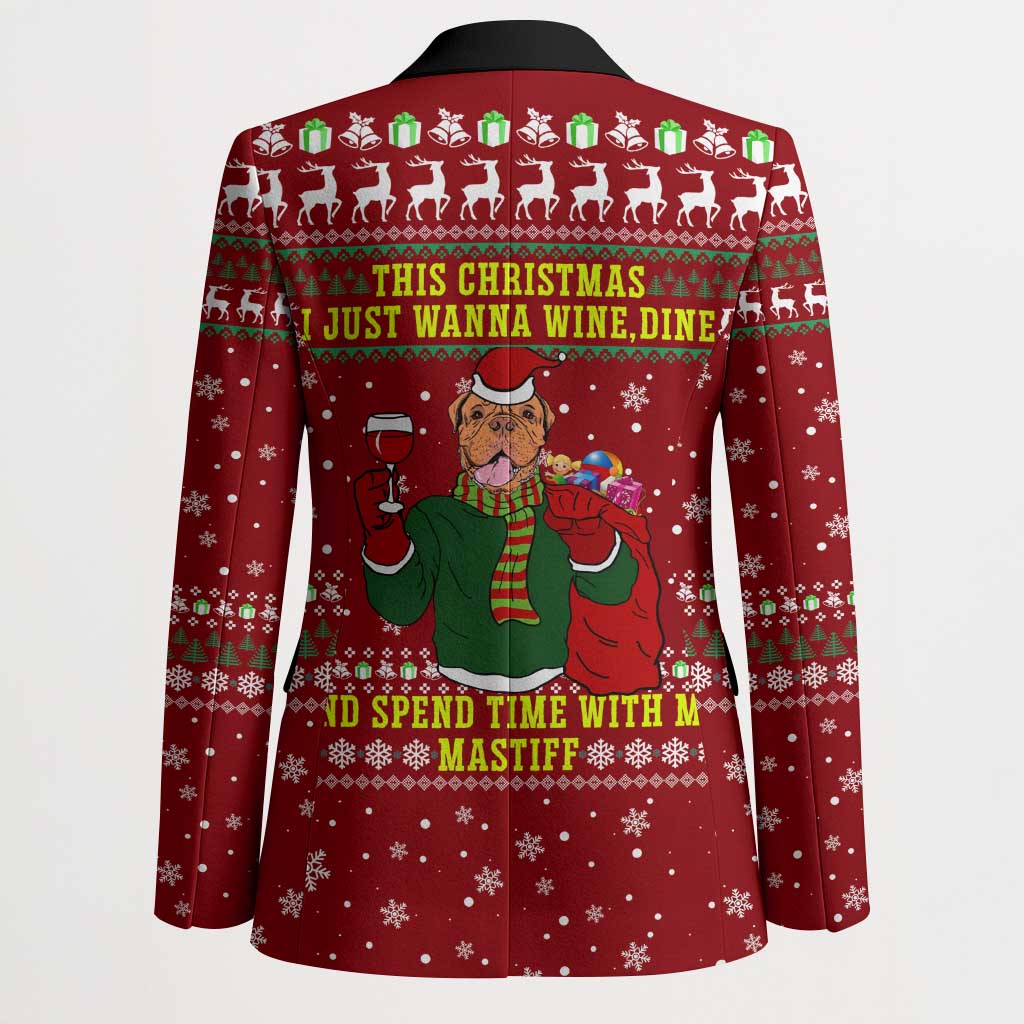 Spend Time With My Mastiff Christmas Blazer Xmas Holiday Patterns - Wonder Print Shop