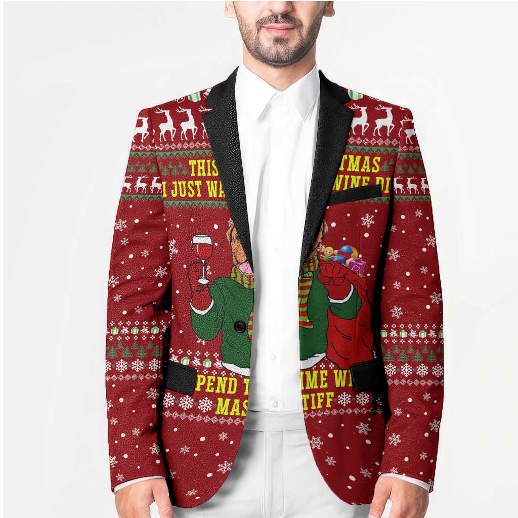 Spend Time With My Mastiff Christmas Blazer Xmas Holiday Patterns - Wonder Print Shop