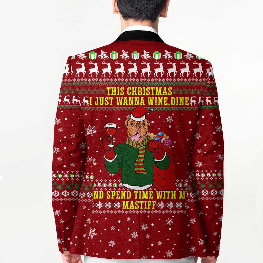 Spend Time With My Mastiff Christmas Blazer Xmas Holiday Patterns - Wonder Print Shop