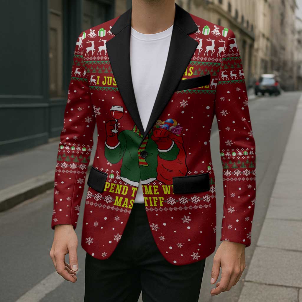 Spend Time With My Mastiff Christmas Blazer Xmas Holiday Patterns - Wonder Print Shop