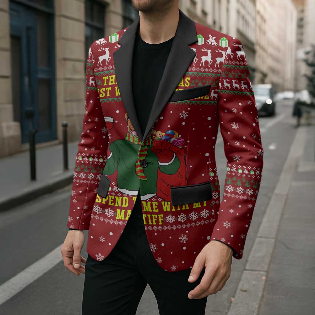 Spend Time With My Mastiff Christmas Blazer Xmas Holiday Patterns - Wonder Print Shop