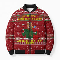 Spend Time With My Mastiff Christmas Bomber Puffer Jacket Xmas Holiday Patterns - Wonder Print Shop
