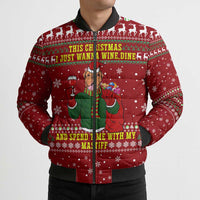 Spend Time With My Mastiff Christmas Bomber Puffer Jacket Xmas Holiday Patterns - Wonder Print Shop