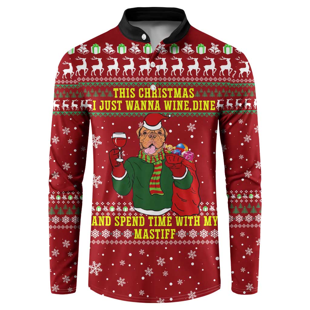 Spend Time With My Mastiff Christmas Button Sweatshirt Xmas Holiday Patterns - Wonder Print Shop