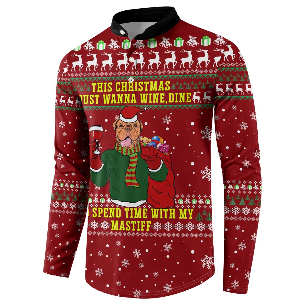 Spend Time With My Mastiff Christmas Button Sweatshirt Xmas Holiday Patterns - Wonder Print Shop