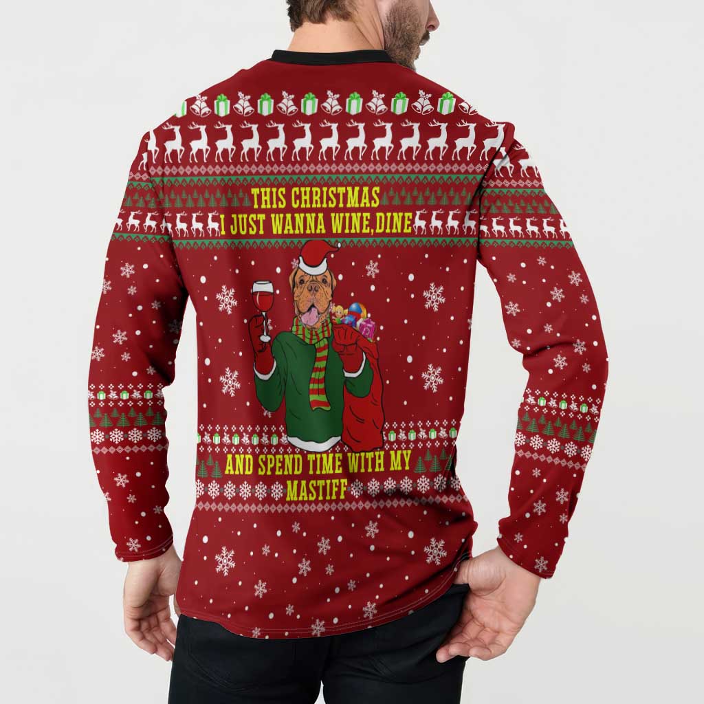 Spend Time With My Mastiff Christmas Button Sweatshirt Xmas Holiday Patterns - Wonder Print Shop