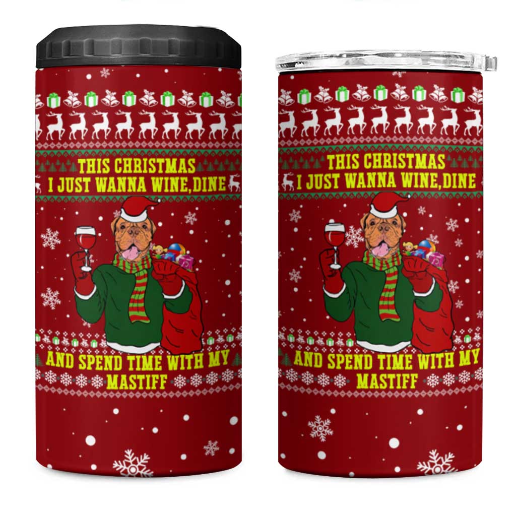 Spend Time With My Mastiff Christmas 4 in 1 Can Cooler Tumbler Xmas Holiday Patterns - Wonder Print Shop